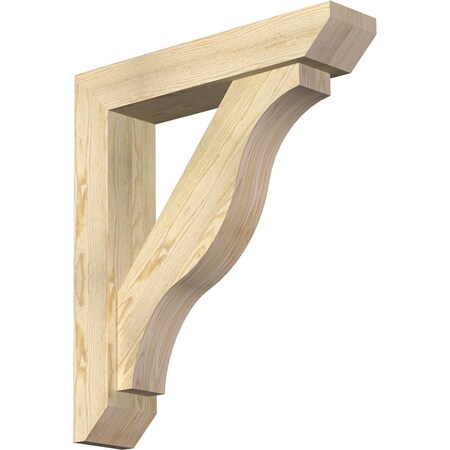 Ekena Millwork Funston Slat Rough Sawn Bracket w/ Offset Brace, Douglas Fir, 6"W x 28"D x 32"H BKT0604X28X32FST06RDF